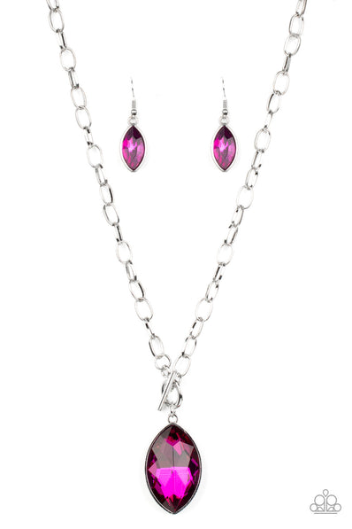 Unlimited Sparkle - Pink Toggle Necklace
