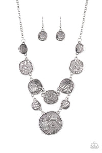 Metallic Patchwork Silver Necklace