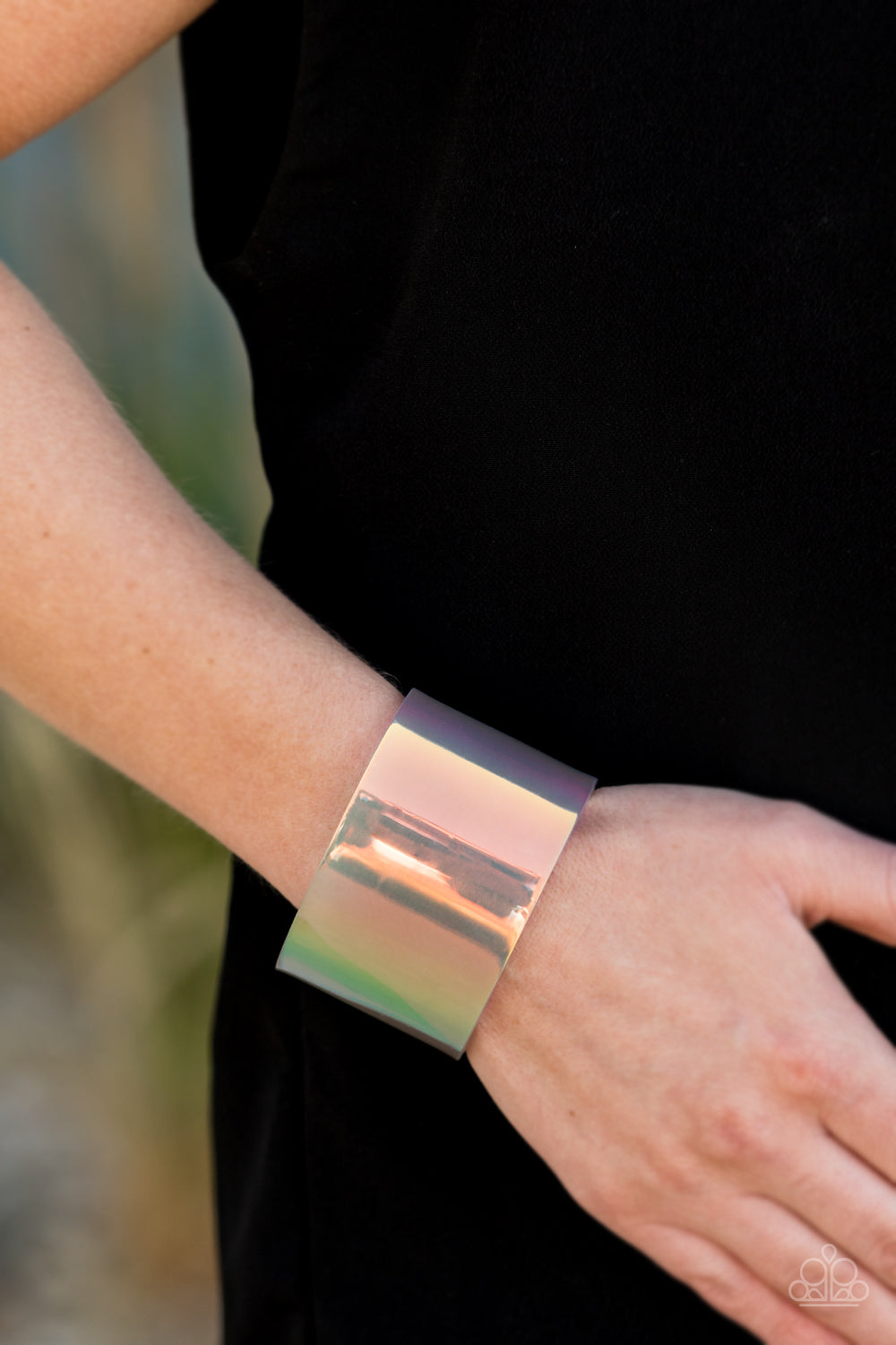 Apatico - Holographic Trouble Oring Cuff Bracelet - Iridescent PVC