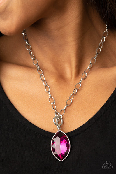Unlimited Sparkle - Pink Toggle Necklace